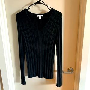 TopShop Medium Black V-Neck Fitted Sweater